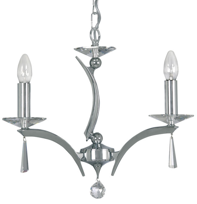 Wroxton Chrome Plated Cast Brass 3 Light Chandelier