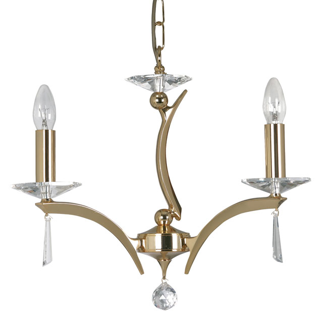 Wroxton Gold Plated Cast Brass 3 Light Chandelier