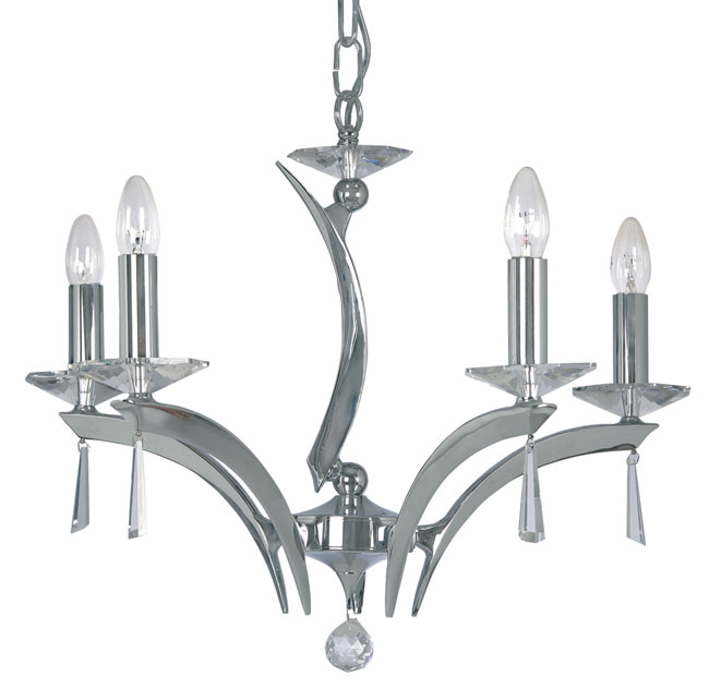 Wroxton Chrome Plated Cast Brass 5 Light Chandelier