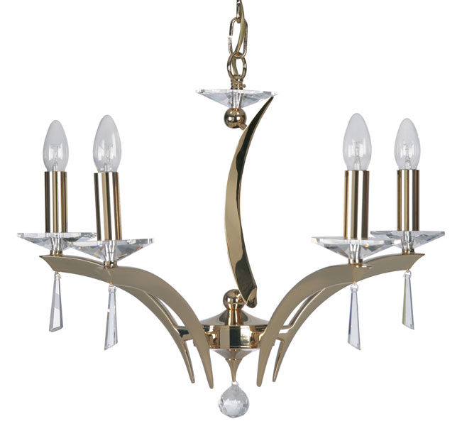 Wroxton Gold Plated Cast Brass 5 Light Chandelier