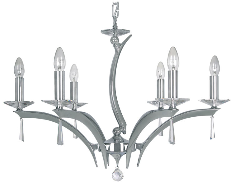 Wroxton Chrome Plated Cast Brass 6 Light Chandelier