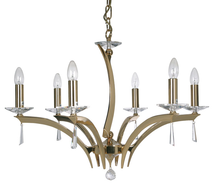 Wroxton Gold Plated Cast Brass 6 Light Chandelier