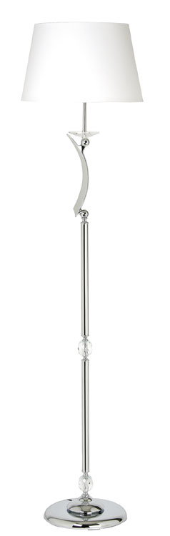 Wroxton Chrome Plated Cast Brass Floor Lamp With Shade