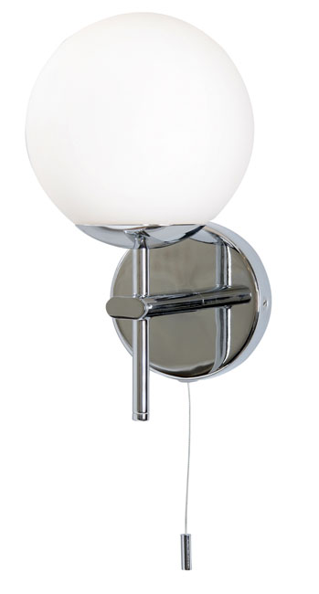 Mani Bathroom Opal Globe Chrome Wall Light