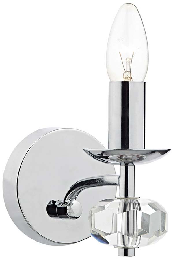 Dar Oleana Crystal Single Switched Wall Light Chrome