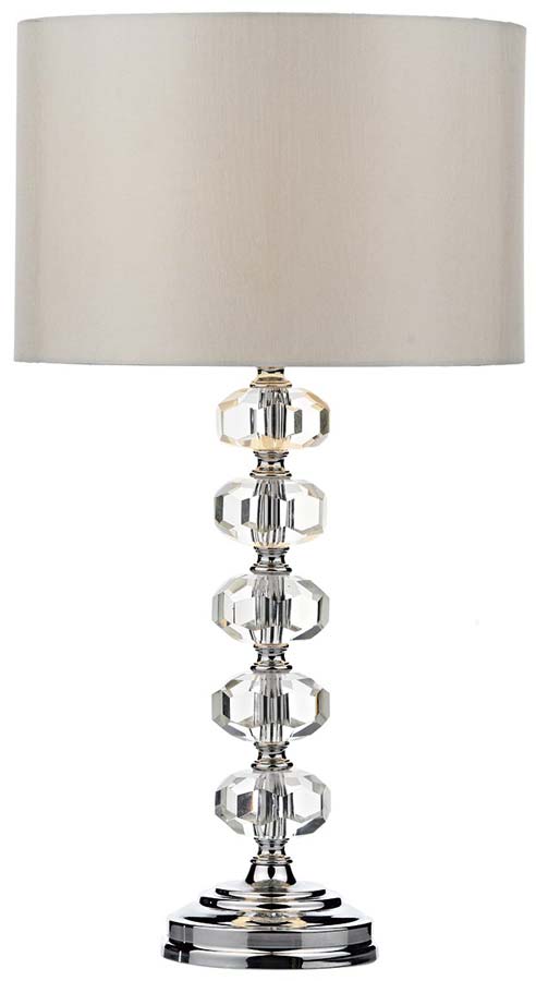 Dar Oleana Chrome And Crystal Table Lamp With Shade