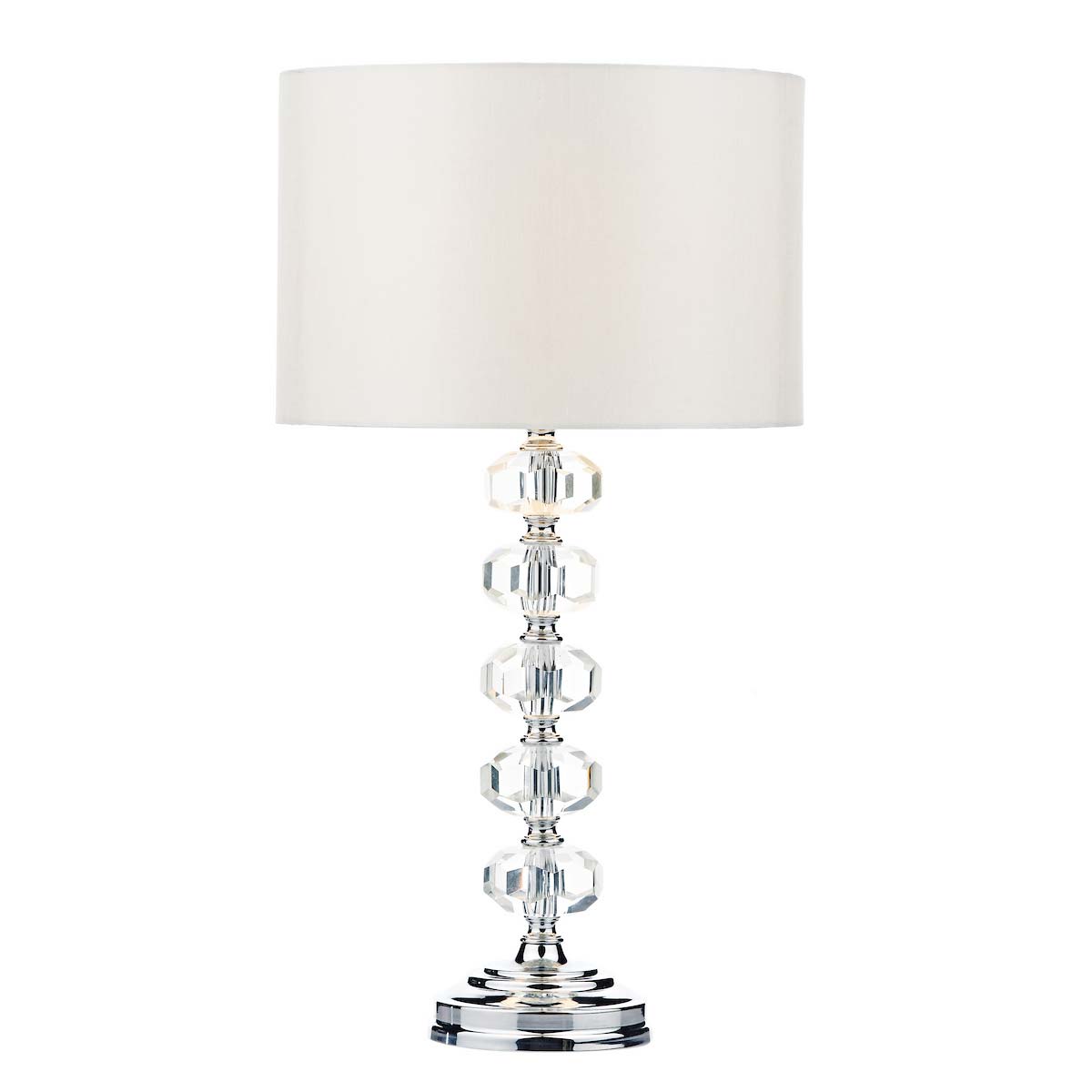 Dar Oleana Chrome And Crystal Table Lamp With Shade