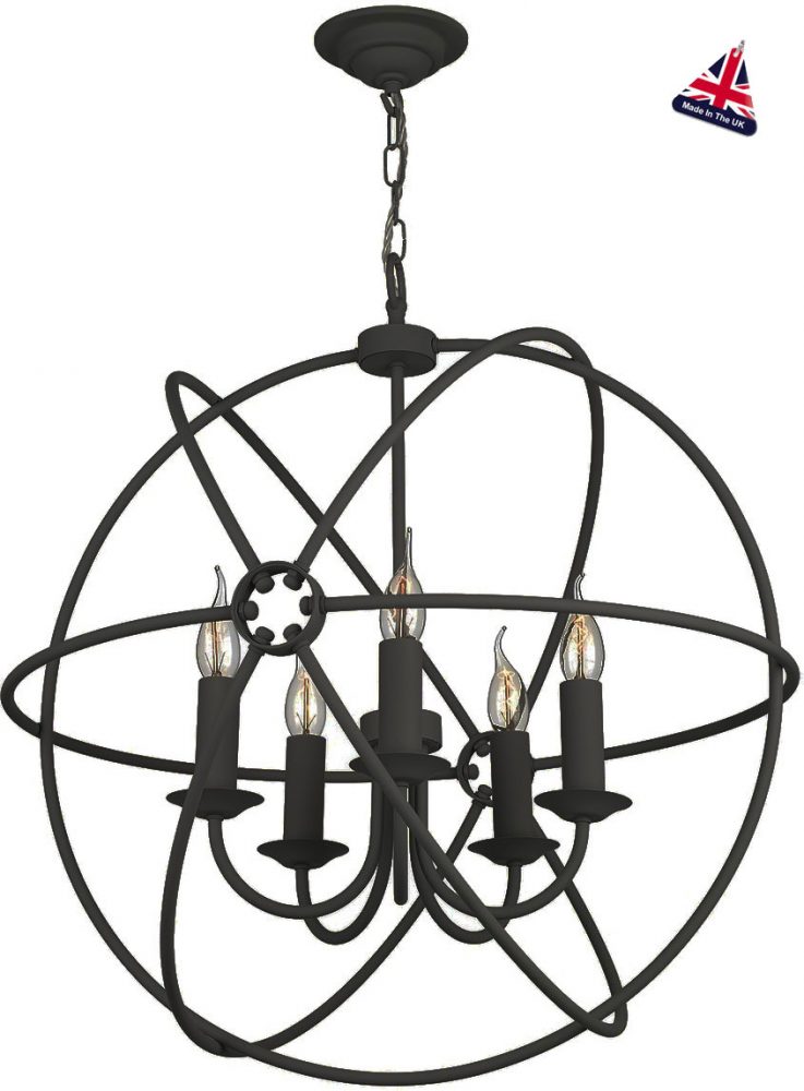 David Hunt Orb 60cm Black Iron Globe 5 Light Ceiling Pendant Orb0522 David Hunt Orb 60cm Black Iron Globe 5 Light Ceiling Pendant