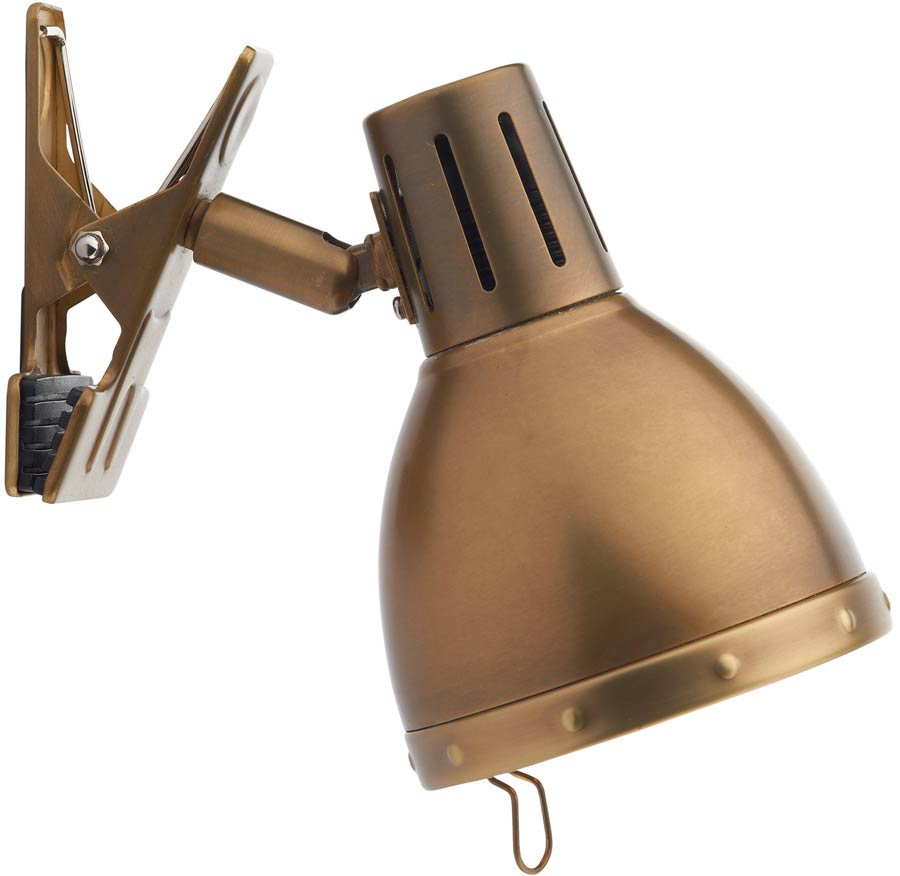 Dar Osaka Clip On Spot Light Antique Brass