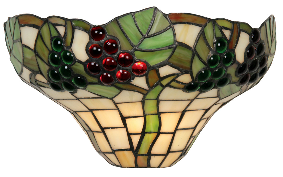 Red And Green Grape Vine Tiffany Wall Light