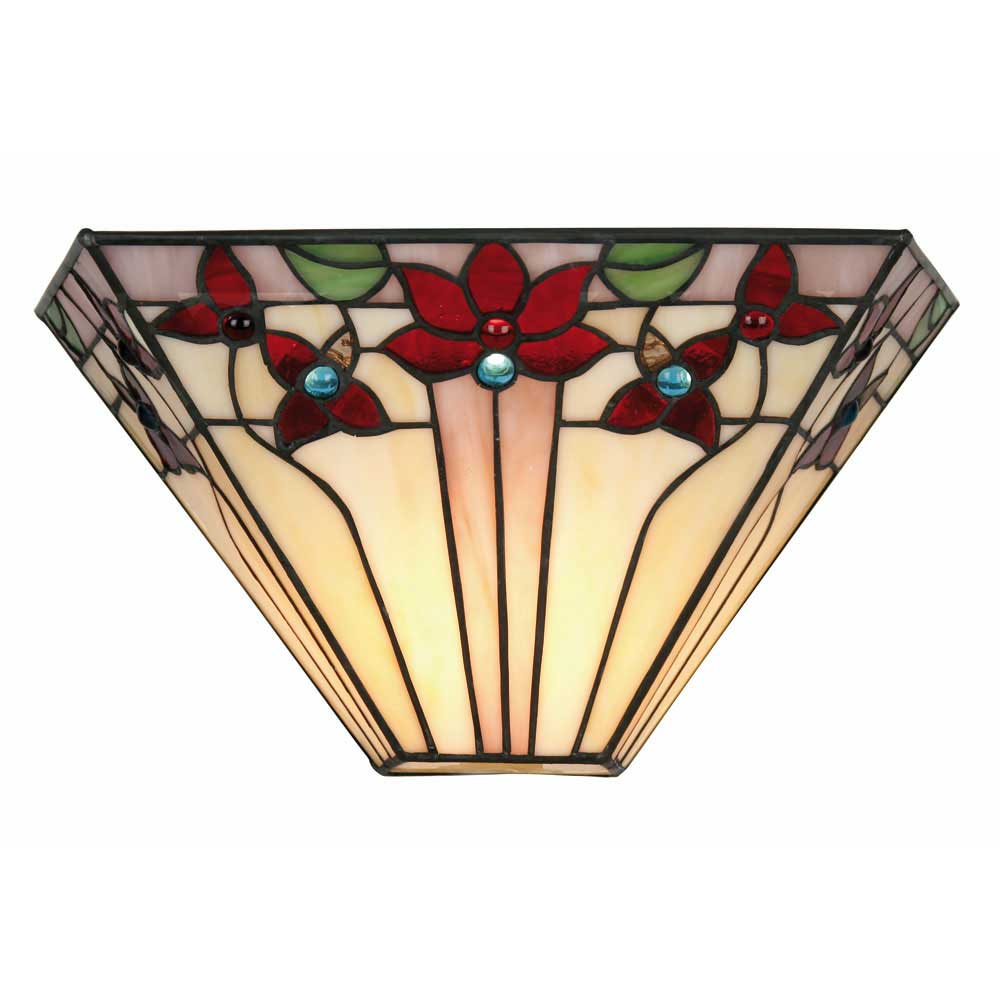 Camillo Angular Jewelled Tiffany Rose Wall Light