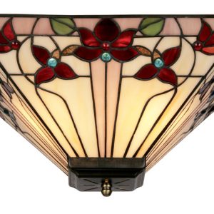 Camillo Jewelled Tiffany Rose Flush Ceiling Light