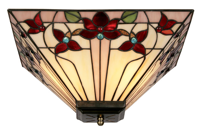 Camillo Jewelled Tiffany Rose Flush Ceiling Light