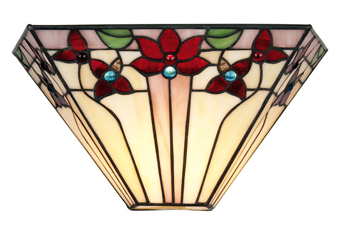 Camillo Angular Jewelled Tiffany Rose Wall Light