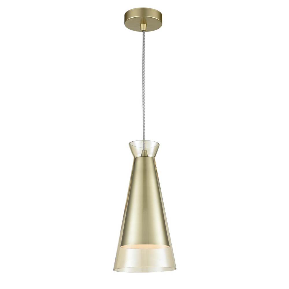Classic 1 Light Ceiling Pendant Gold Conical Champagne Glass Shade