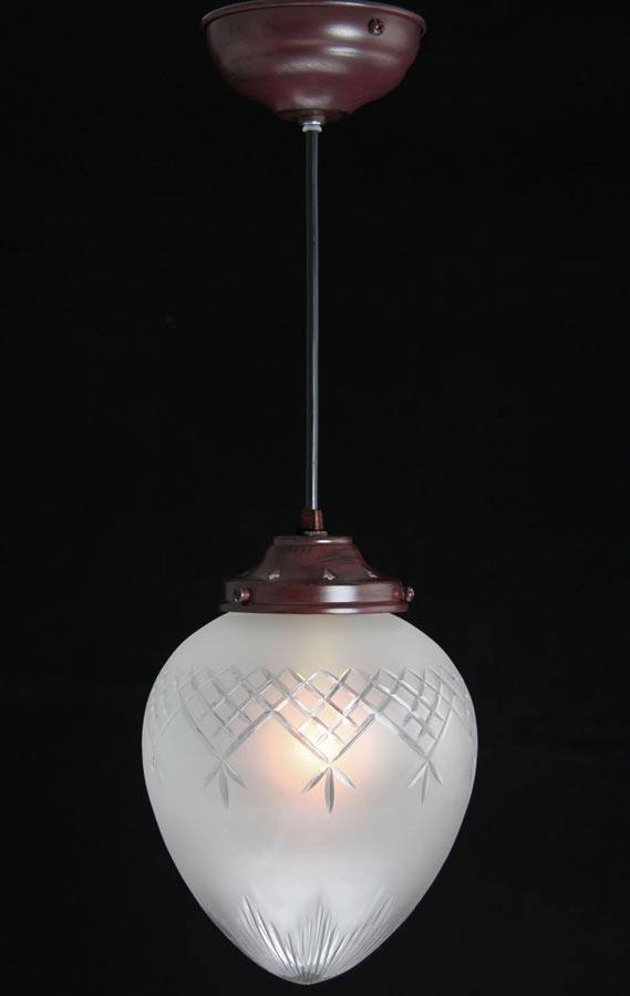 Small Etched Glass Pendant Light UK Handmade