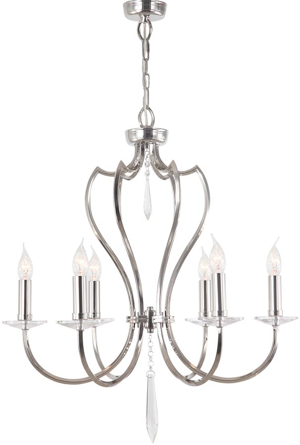 Elstead Pimlico 6 Light Birdcage Chandelier Polished Nickel