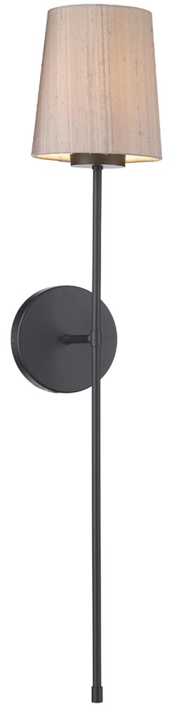 David Hunt Pigalle Single Wall Light Matt Black Linen Shade