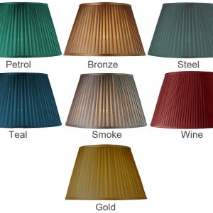 Pleated Empire lamp shade in petrol, bronze, steel, teal, smoke, wine or gold
