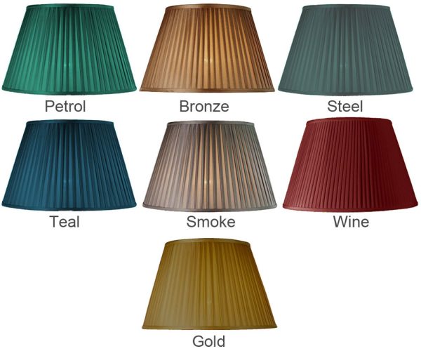 Pleated Empire lamp shade in petrol, bronze, steel, teal, smoke, wine or gold