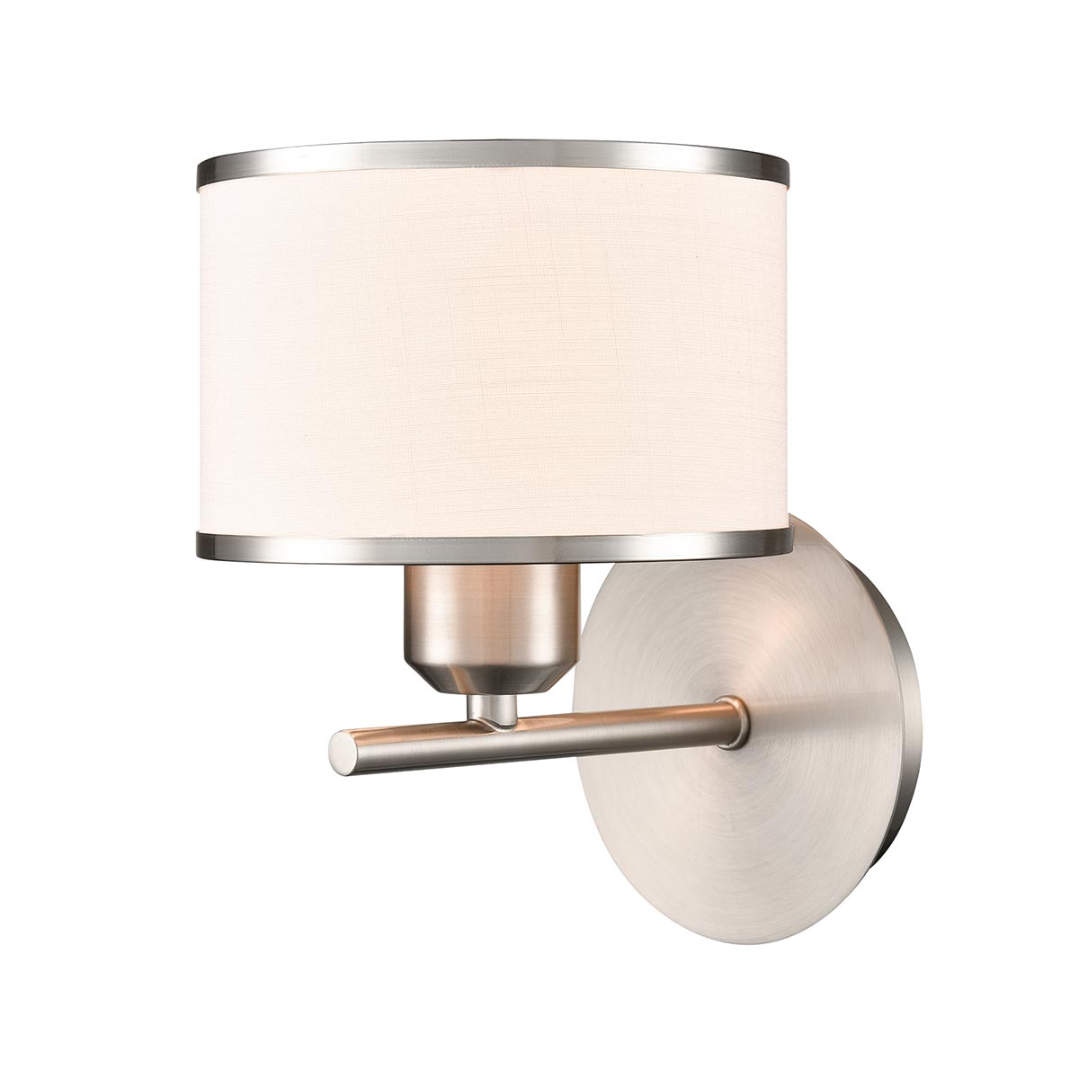 Polaris Single Wall Light in Satin Nickel With Shade