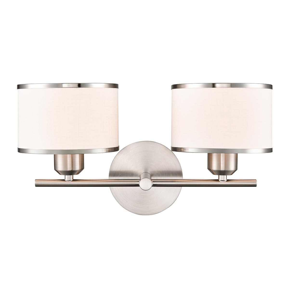 Polaris Double Wall Light in Satin Nickel With Shades