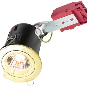 Polished brass finish fixed GU10 fire rated down light
