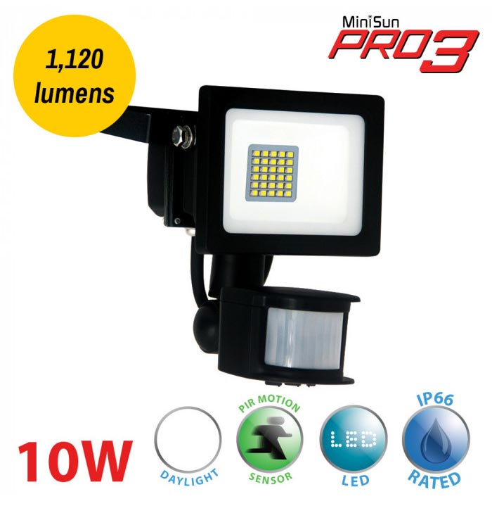 Pro310wPIRFloodlight6000K1120lmBlack23053 Universal Lighting