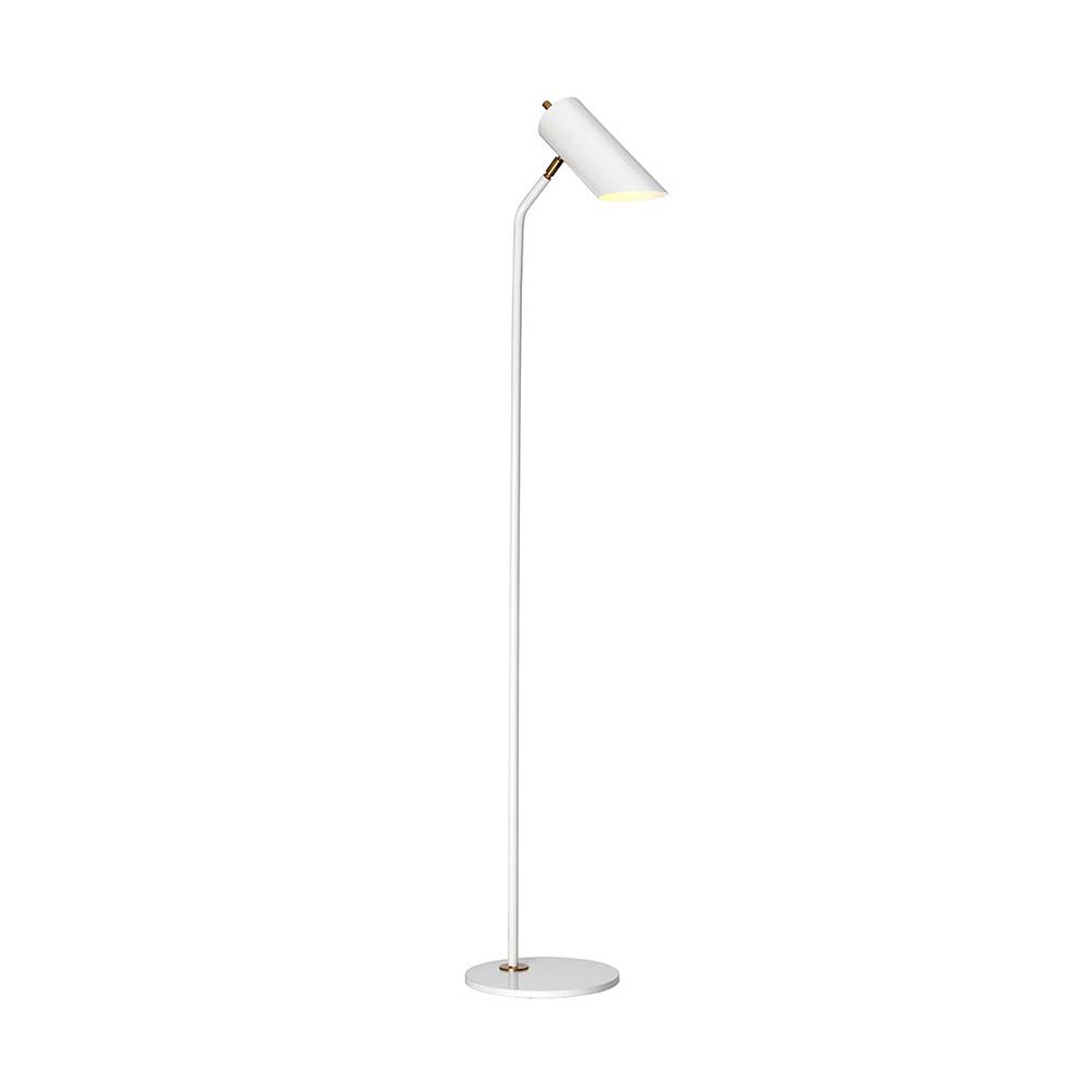 Elstead Quinto 1 Light Floor Lamp Gloss White Aged Brass