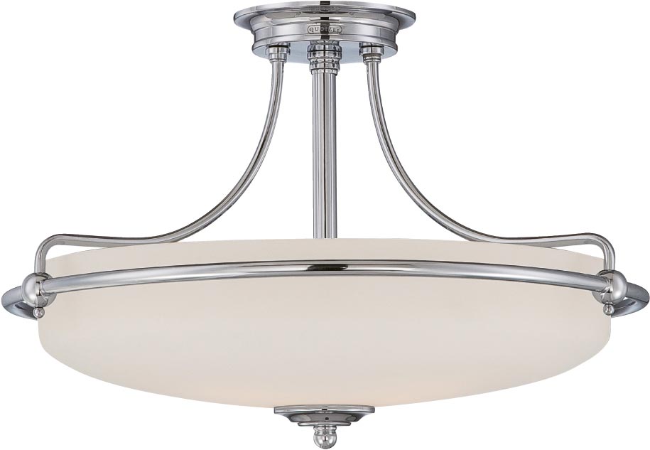 Quoizel Griffin Polished Chrome Art Deco Style 4 Light Semi Flush