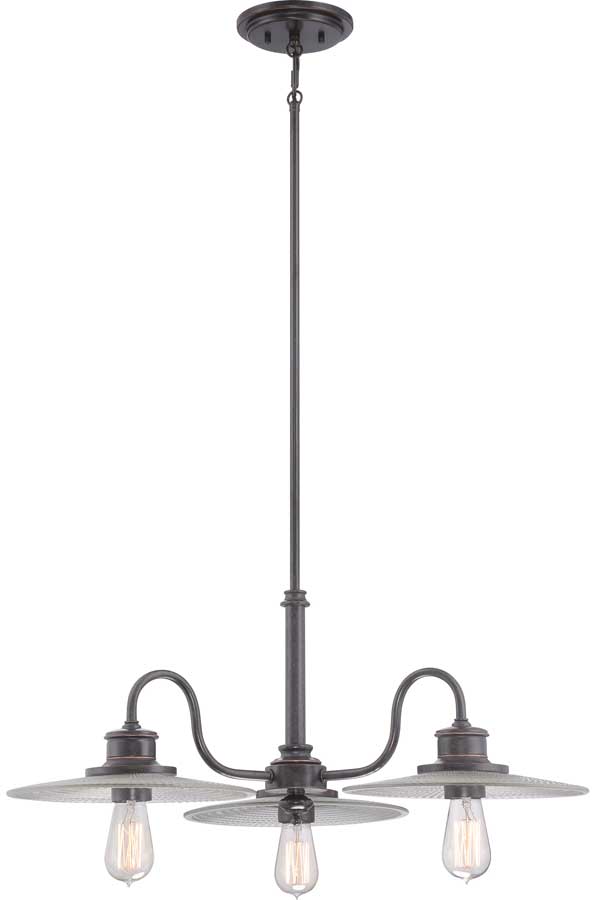 Quoizel Admiral Deco Style 3 Light Chandelier Imperial Bronze