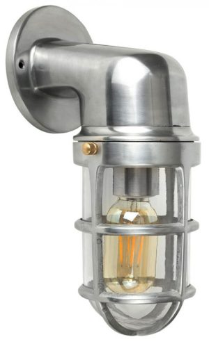 Quay Nautical Style Caged Outdoor Wall Light Polished Aluminium IP44