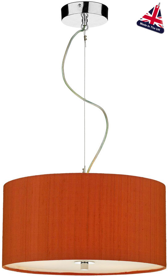 Dar Renoir 3 Light 40cm Silk Drum Pendant Various Colours