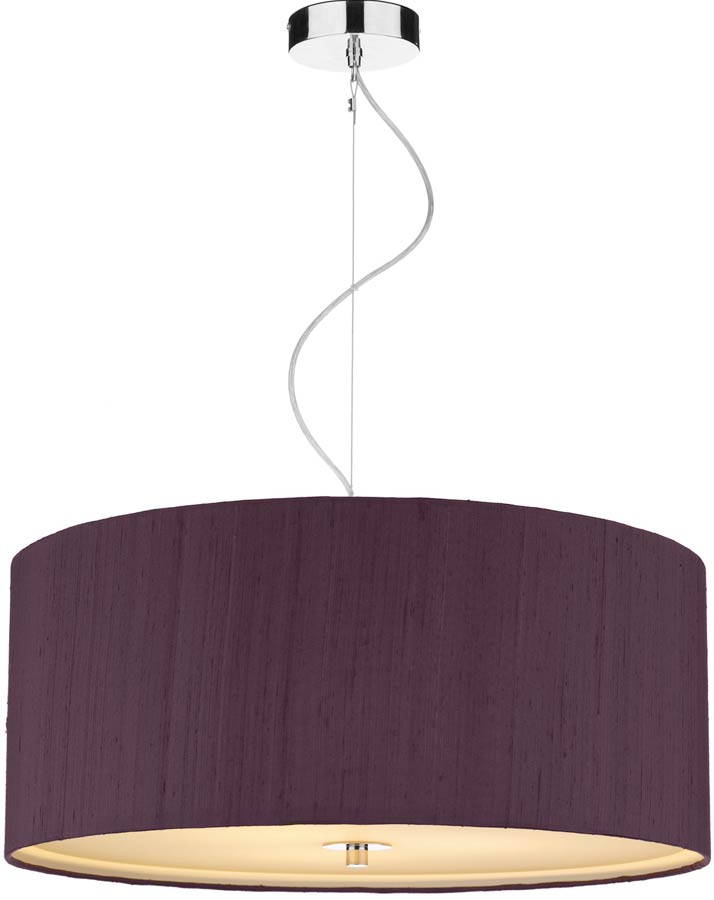 Dar Renoir 3 Light 60cm Silk Drum Pendant Various Colours