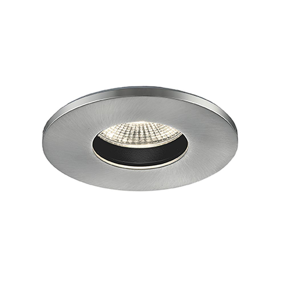 Franklite quality fire rated GU10 satin nickel IP65 bathroom shower light, RF325/BEZ002.