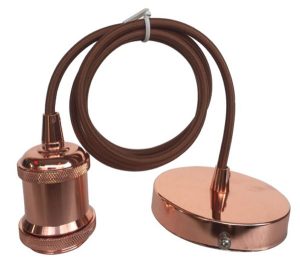 Rose gold finish ceiling pendant cable set with E27 lamp holder
