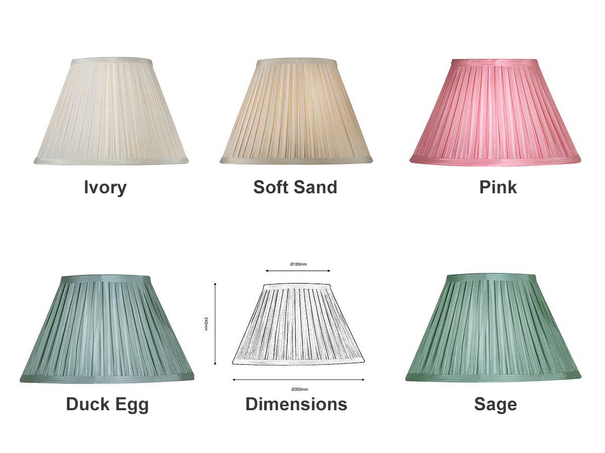 Box Pleat Faux Silk 14 Inch Lamp Shade Choice Of Colours