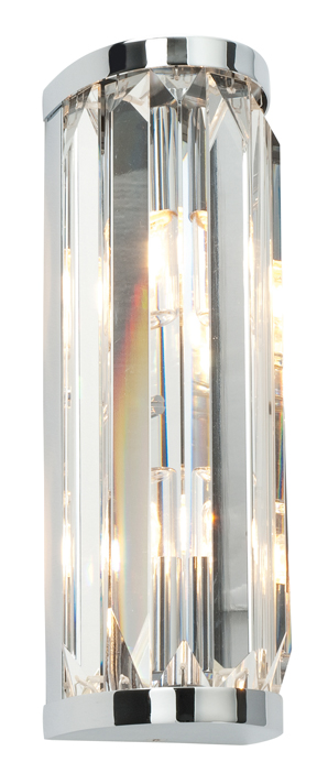 Chrome And Crystal 2 Light Bathroom Wall Lamp