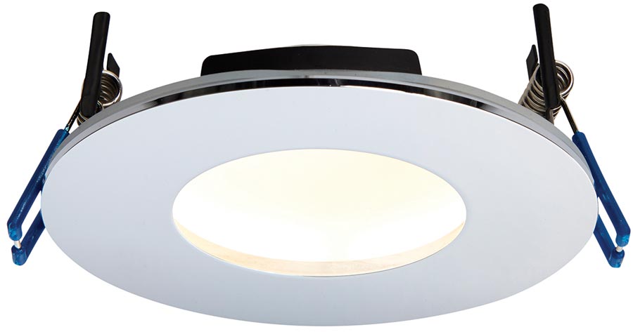 OrbitalPlus Chrome Dimmable 9w LED Fire Rated IP65 Downlight Cool White