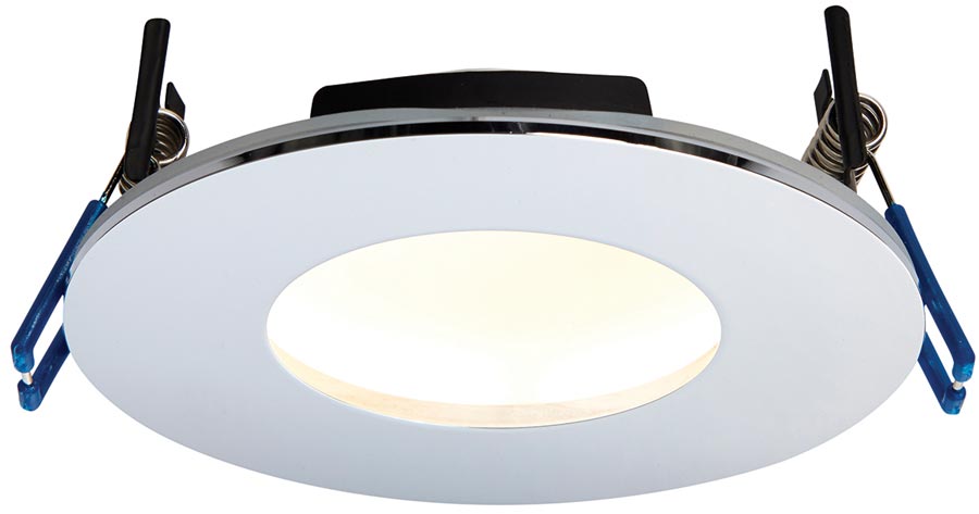 OrbitalPlus Chrome Dimmable 9w LED Fire Rated IP65 Downlight Warm White