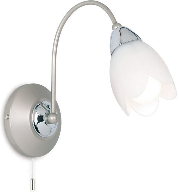 Petal 1 Lamp Polished And Satin Chrome Switched Wall Light