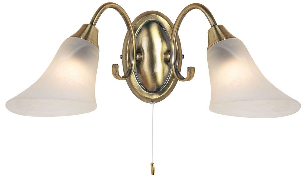 Traditional Antique Brass Switched Double Wall Light 144-2AN