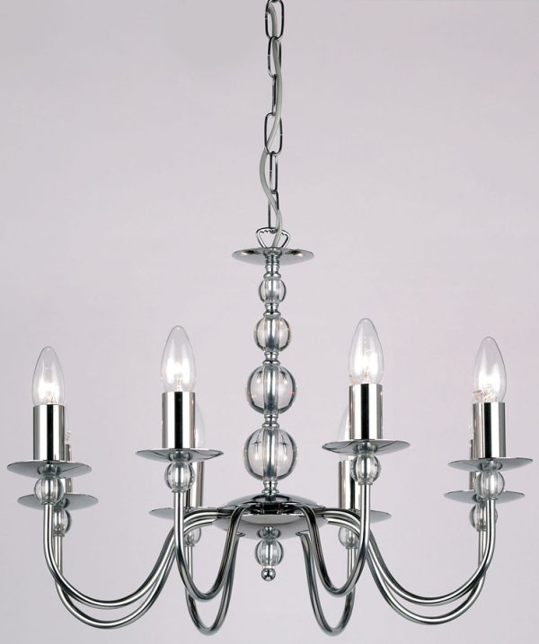 Chrome And Glass 8 Lamp Dual Mount Chandelier