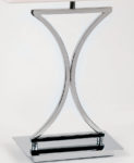 Sculptured Modern Chrome Table Lamp With White Shade