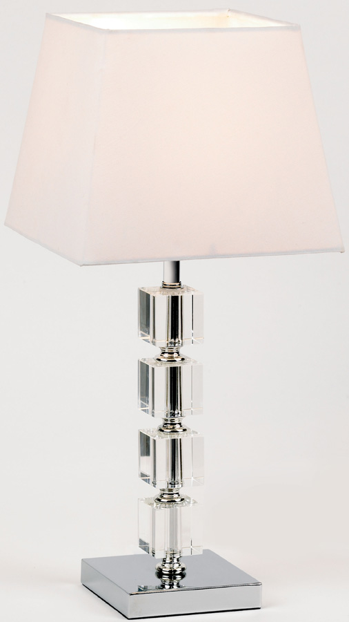 Murford Chrome And Acrylic Cubes Table Lamp White Shade