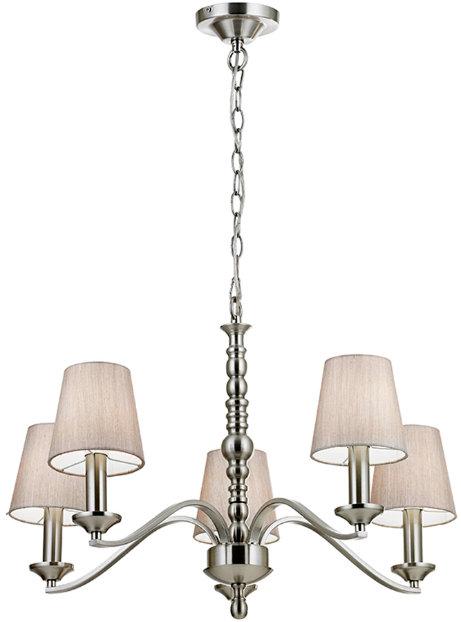 Astaire Traditional 5 Light Satin Nickel Chandelier