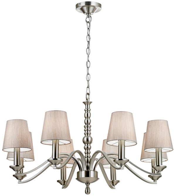 Astaire Traditional 8 Light Satin Nickel Chandelier
