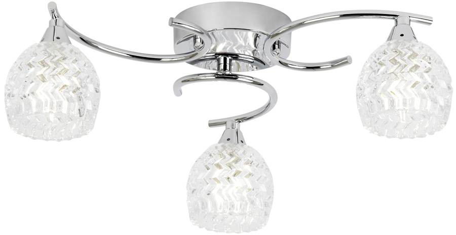 Boyer Polished Chrome 3 Lamp Semi Flush Ceiling Light