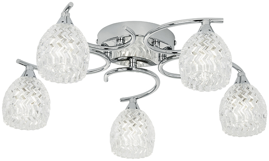 Boyer Polished Chrome 5 Lamp Semi Flush Light