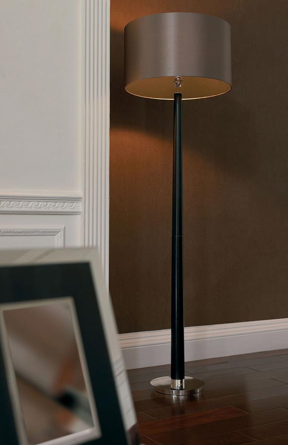 Chasselas Walnut Wood Floor Lamp And Mink Shade